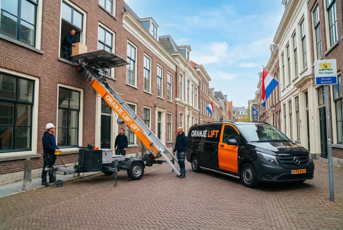 Verhuislift in actie bij appartement Ridderkerk